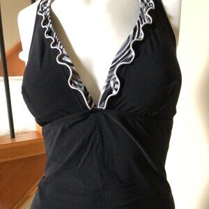 Profile Tankini Halter Top Black Size S
